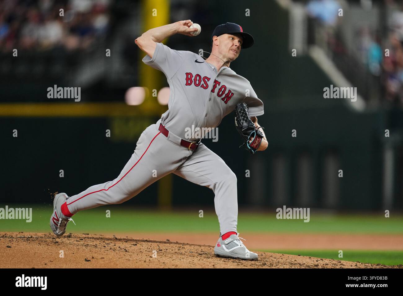 Boston Red Sox pitcher Sonny Gray delivers to the Texas Rangers during ...
