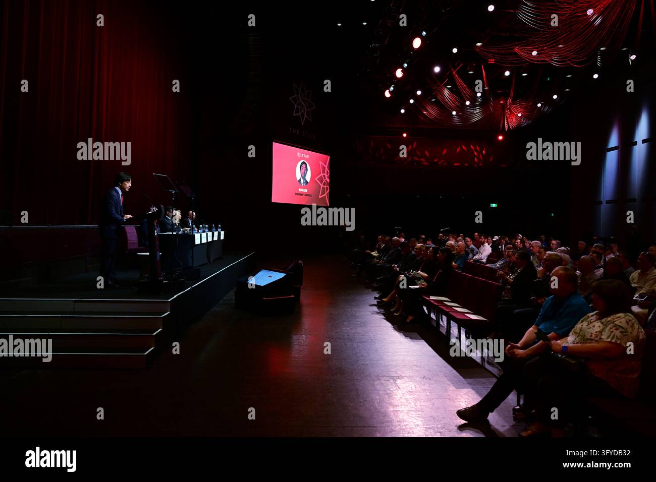 Star Entertainment Chair Soo Kim addresses shareholders during a Star ...