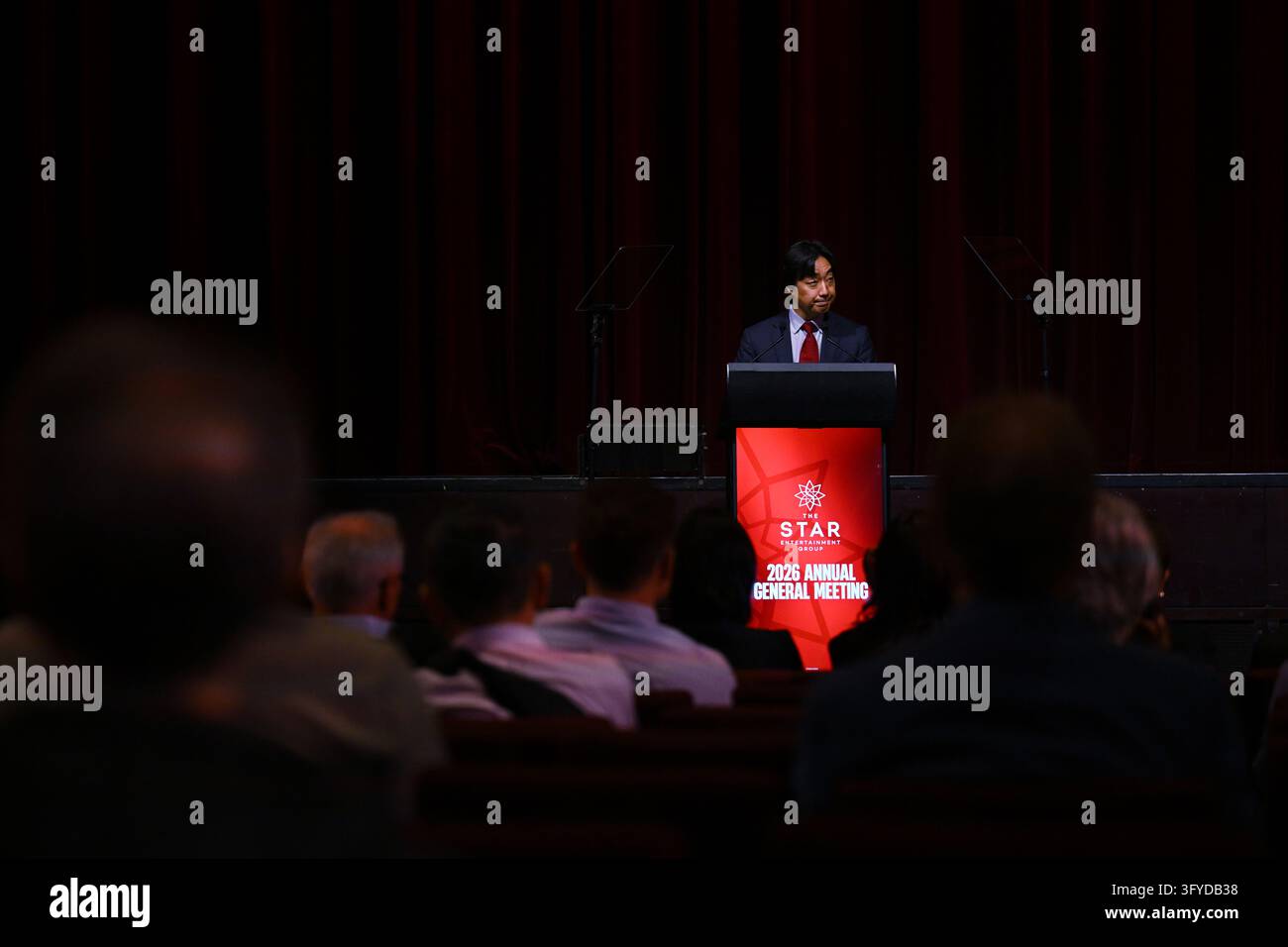 Star Entertainment Chair Soo Kim addresses shareholders during a Star ...