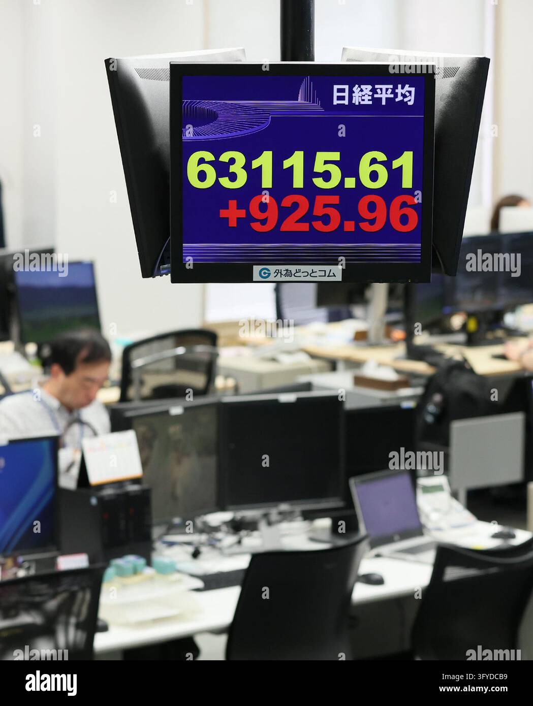 Sign Board Normal Size An electronic board displays the closing price of Nikkei Stock Average ...