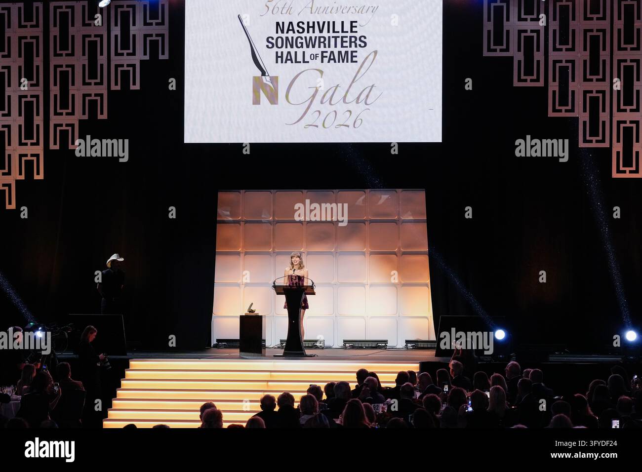 Taylor Swift speaks as she is inducted into the Nashville Songwriters ...