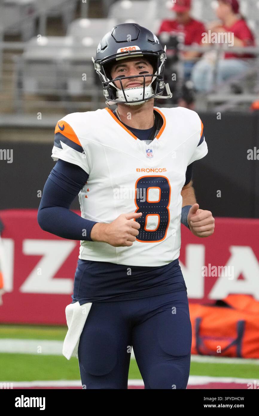 Stidtham Denver Broncos quarterback Jarrett Stidham (8) against the Arizona ...