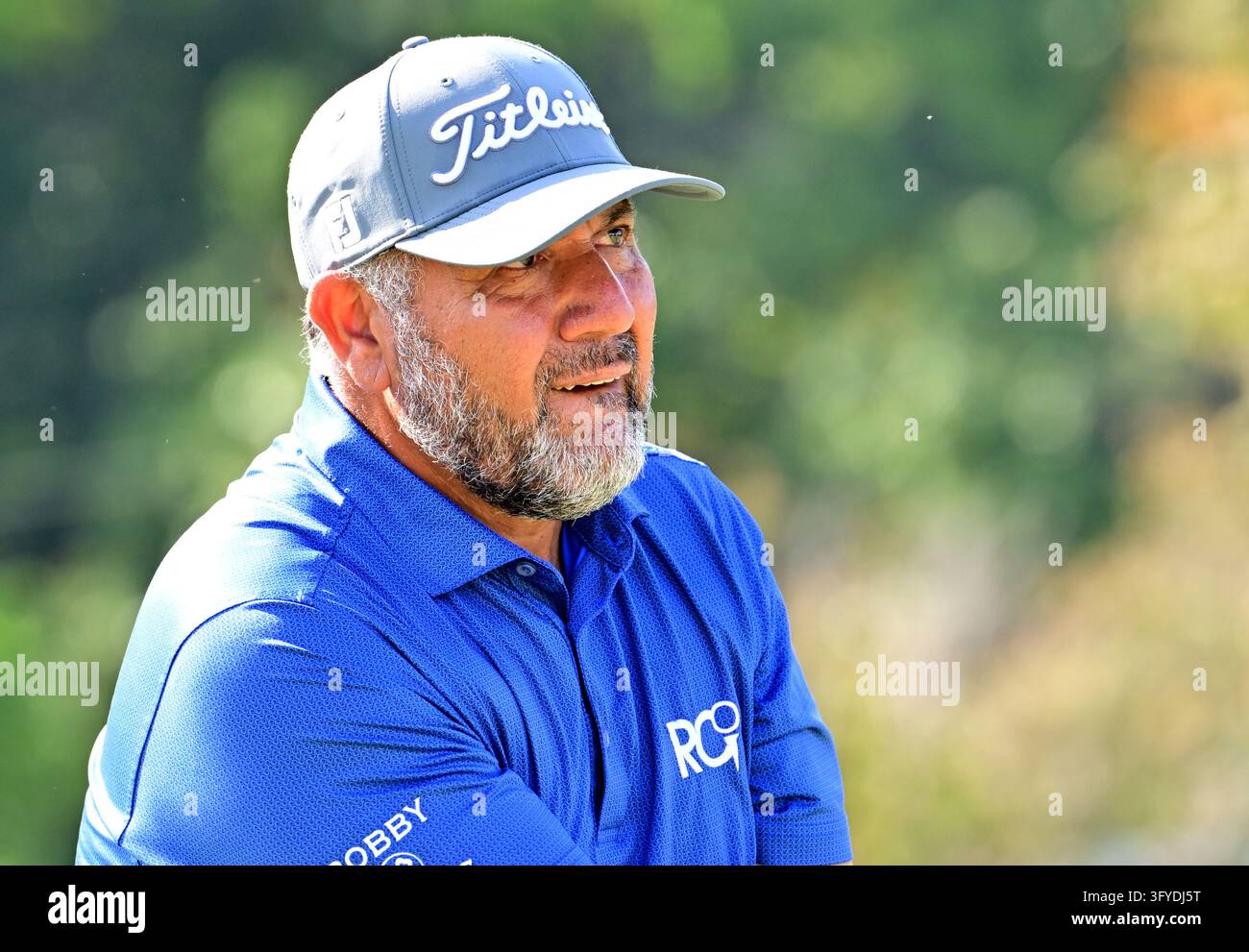 ST. LOUIS, MO - OCTOBER 25: Golfer Ricardo Gonzalez of Argentina reacts ...