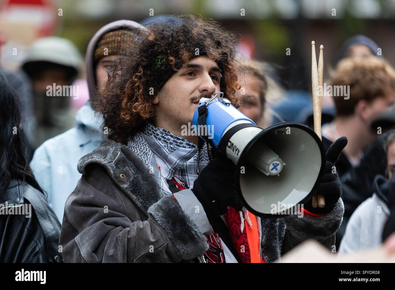 October 24, 2026, Mulhouse, Alsace, France: A demonstrator speaks ...
