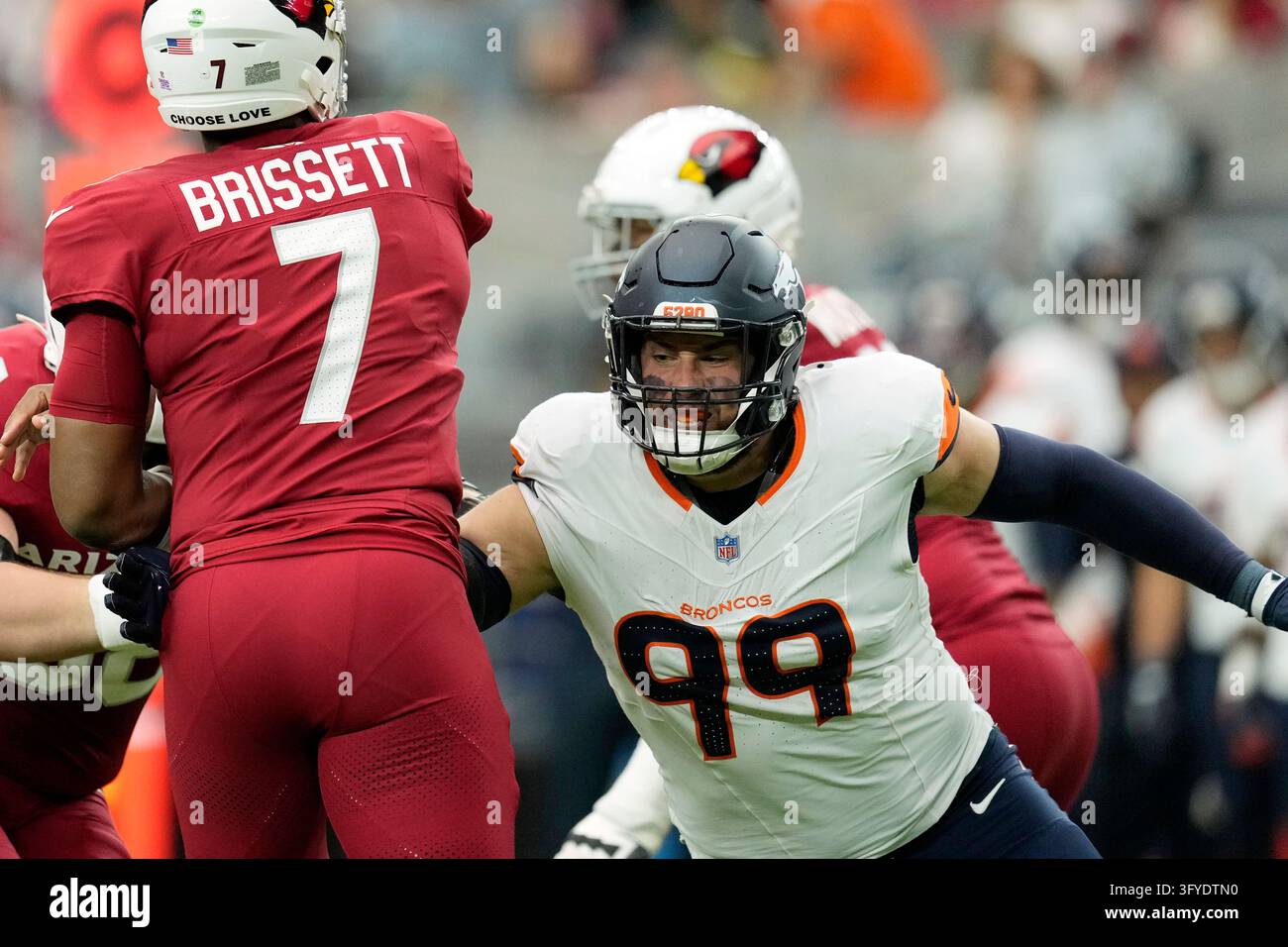 Denver Broncos defensive end Zach Allen (99) pressures Arizona ...