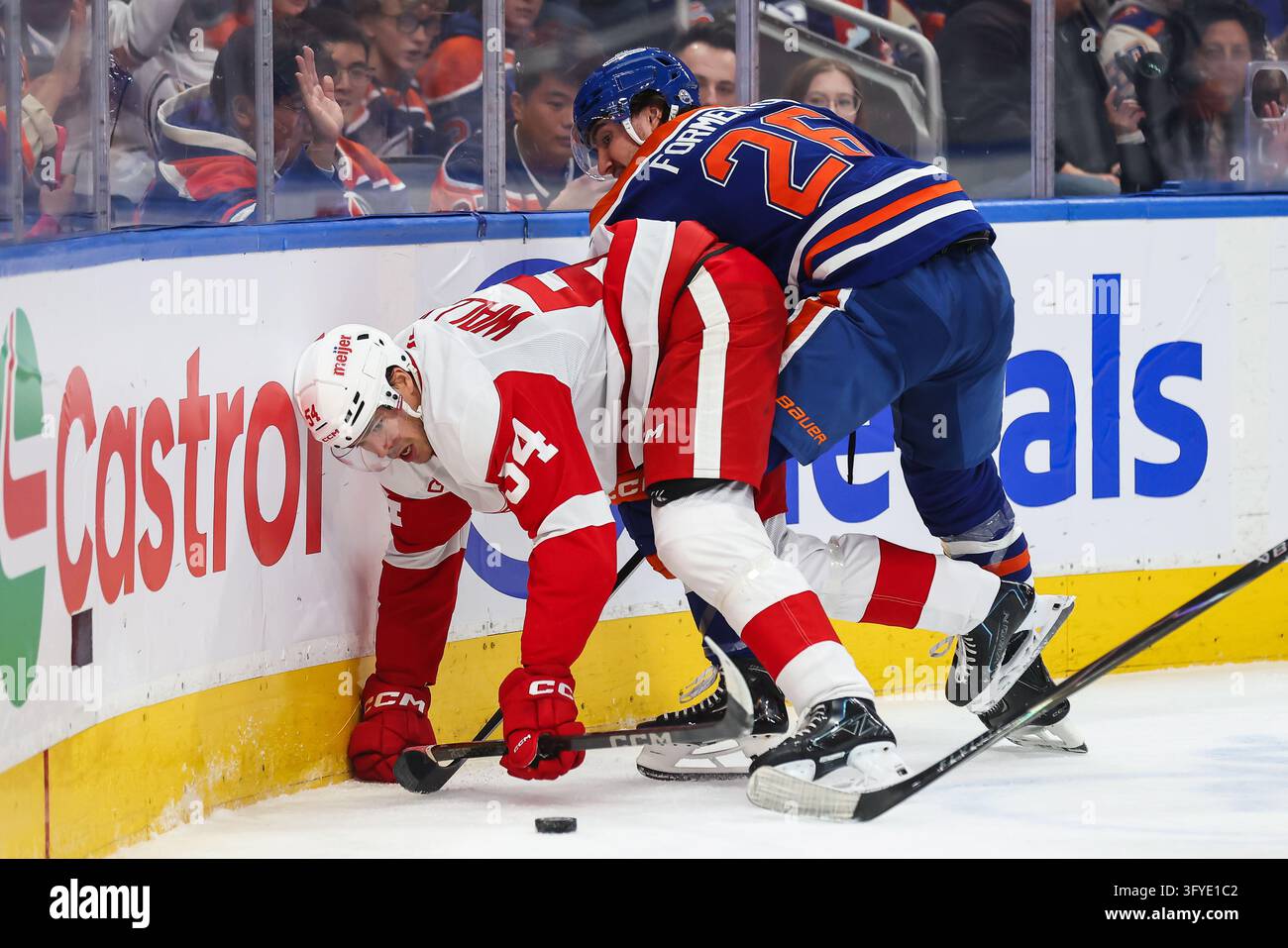 Edmonton Oilers' Alex Formenton (26) battles against Detroit Red Wings ...