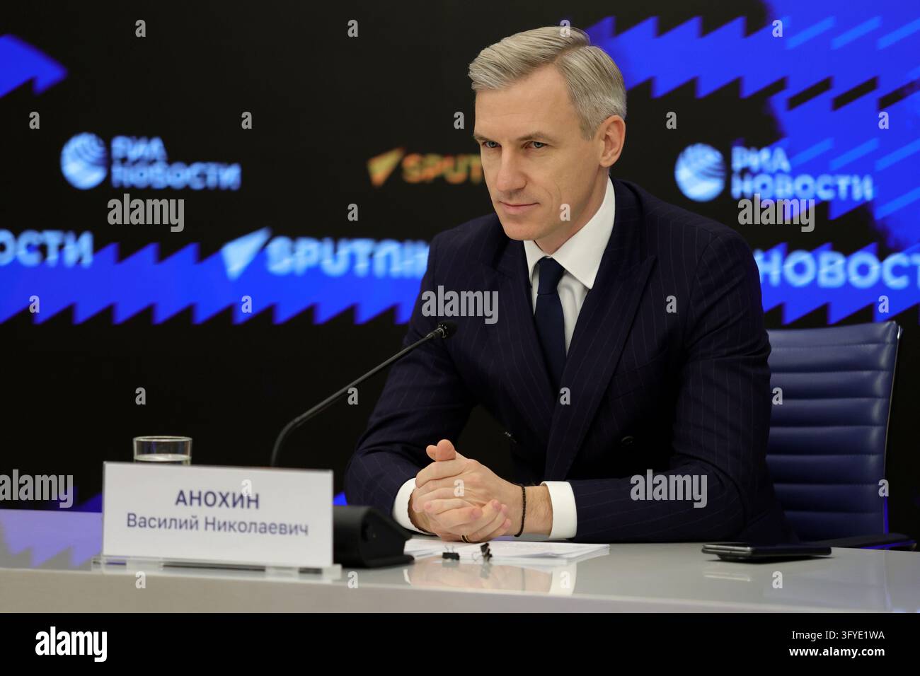 Vasily Anokhin, Governor of the Smolensk Region attends a press ...