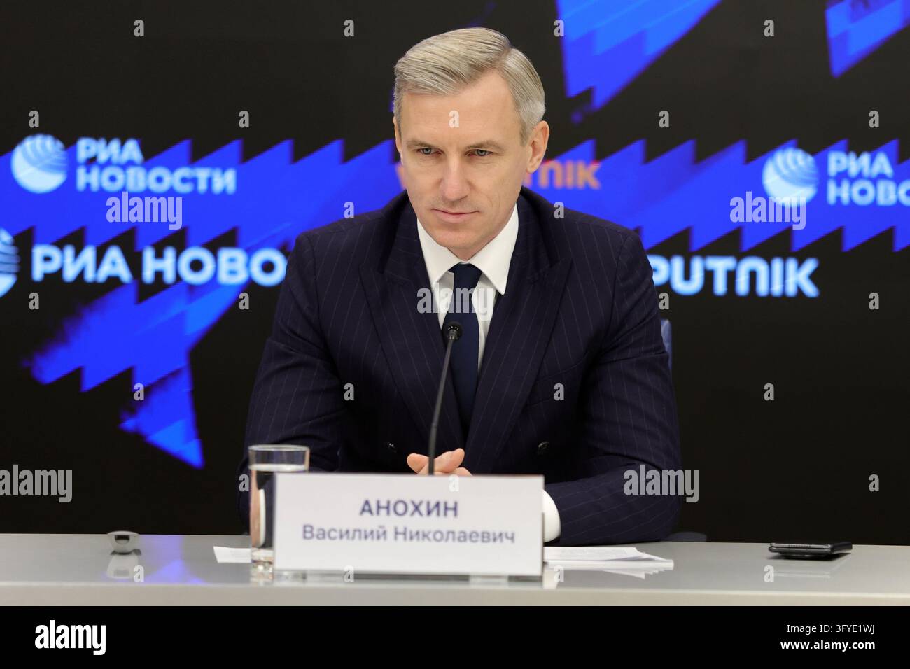 Vasily Anokhin, Governor of the Smolensk Region attends a press ...