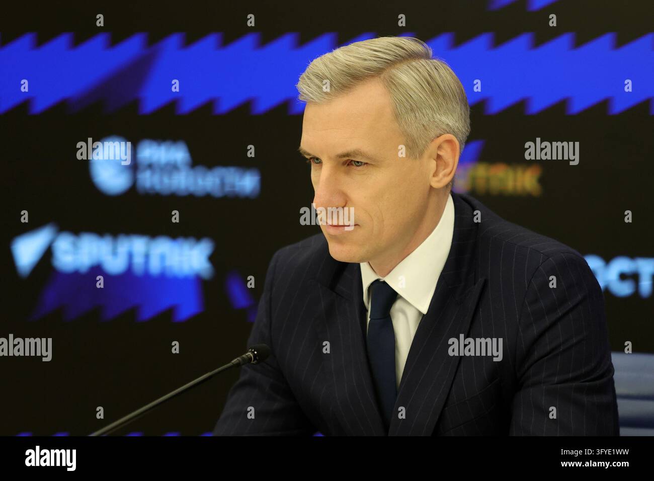 Vasily Anokhin, Governor of the Smolensk Region attends a press ...