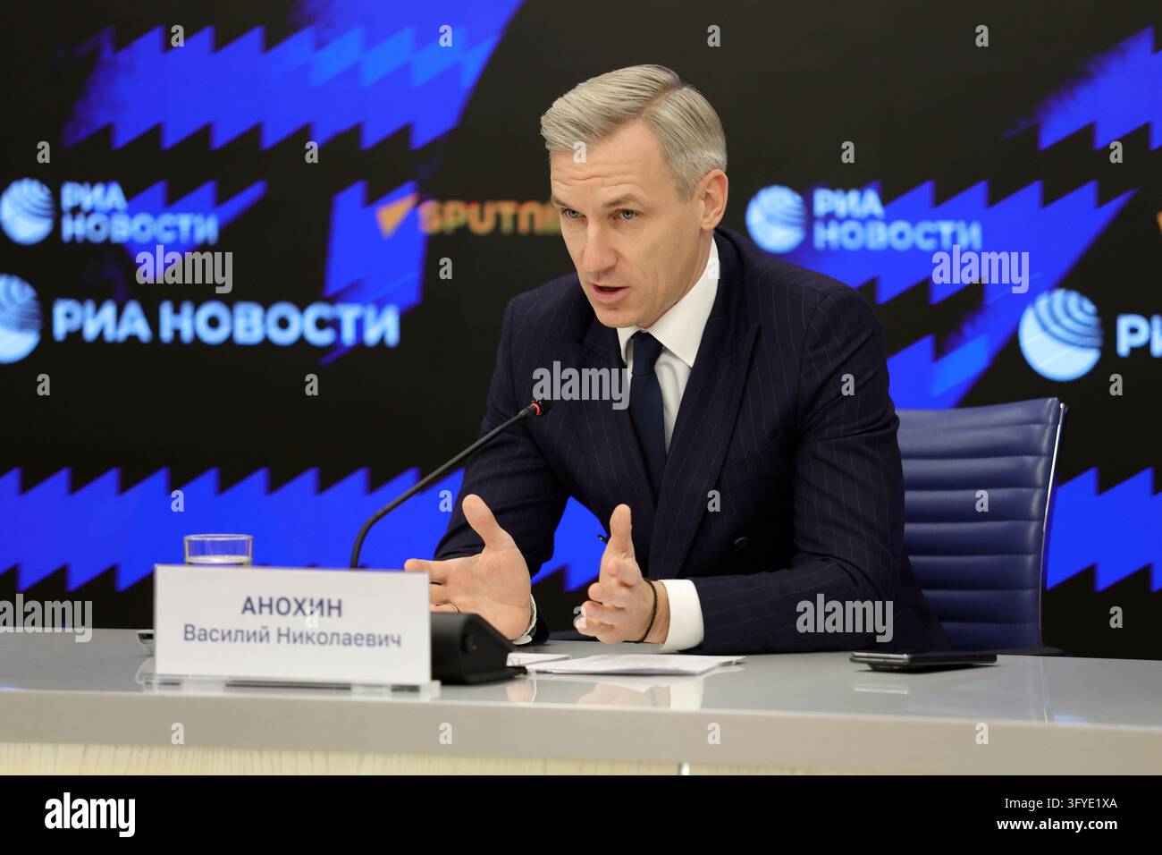 Vasily Anokhin, Governor of the Smolensk Region attends a press ...