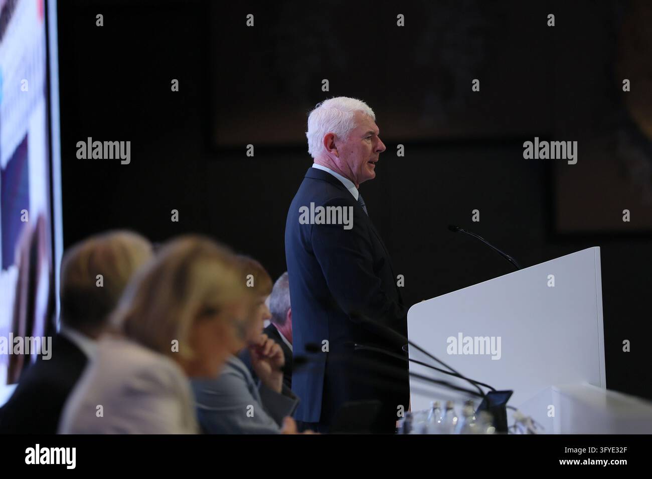 Chair Brian McNamee speaks during a CSL Annual General Meeting (AGM ...