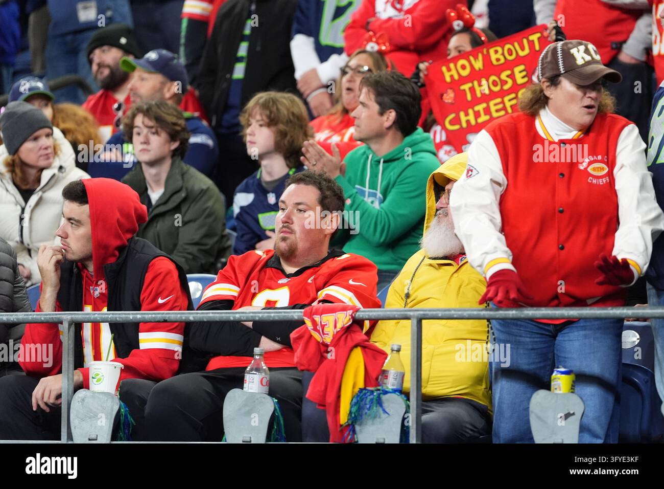 A Kansas City Chiefs fan looks on as the Seattle Seahawks lead during ...