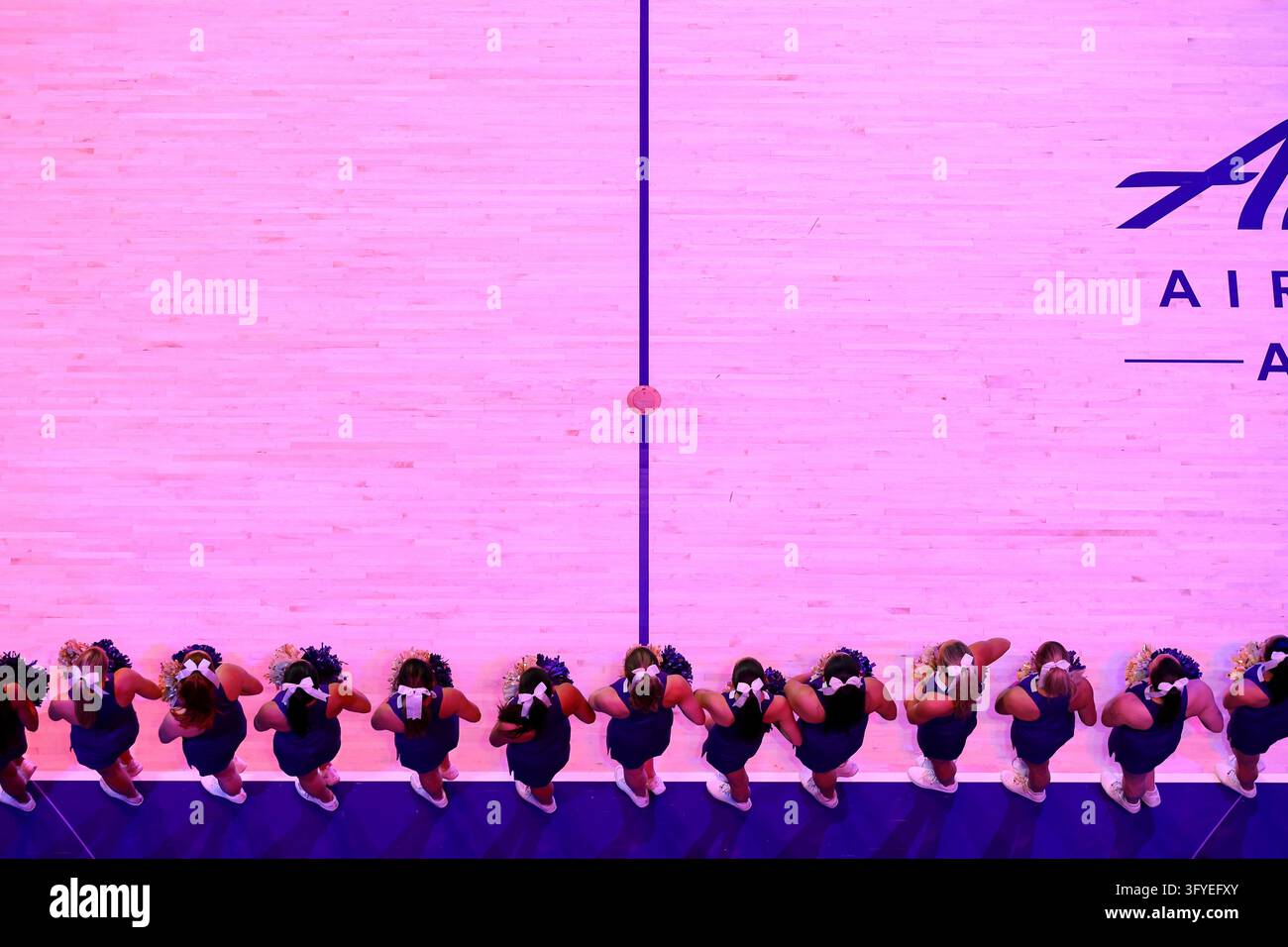 SEATTLE, WA - OCTOBER 25: Cheerleaders stand for the national anthem ...
