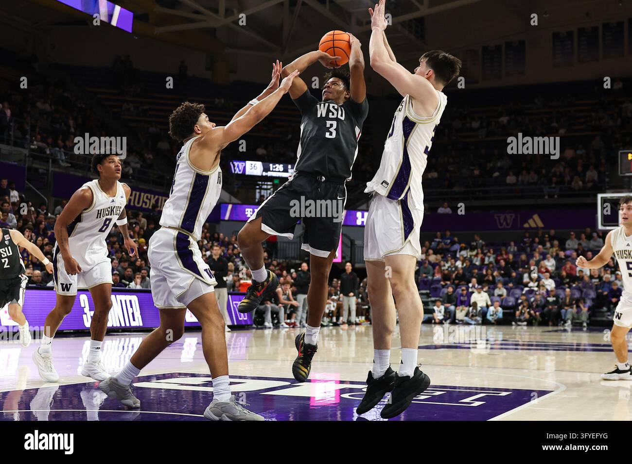 SEATTLE, WA - OCTOBER 25: Jaylen Harrell #3 of the Washington State ...