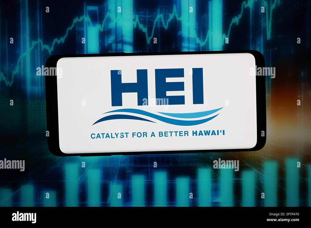 In this photo illustration, the logo of company Hawaiian Electric ...