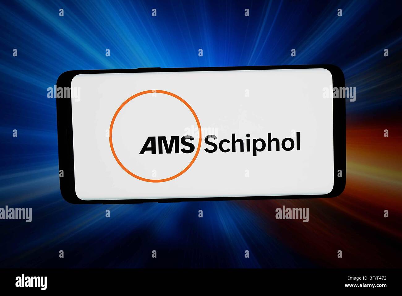 In this photo illustration, the logo of AMS Schiphol is displayed on a ...