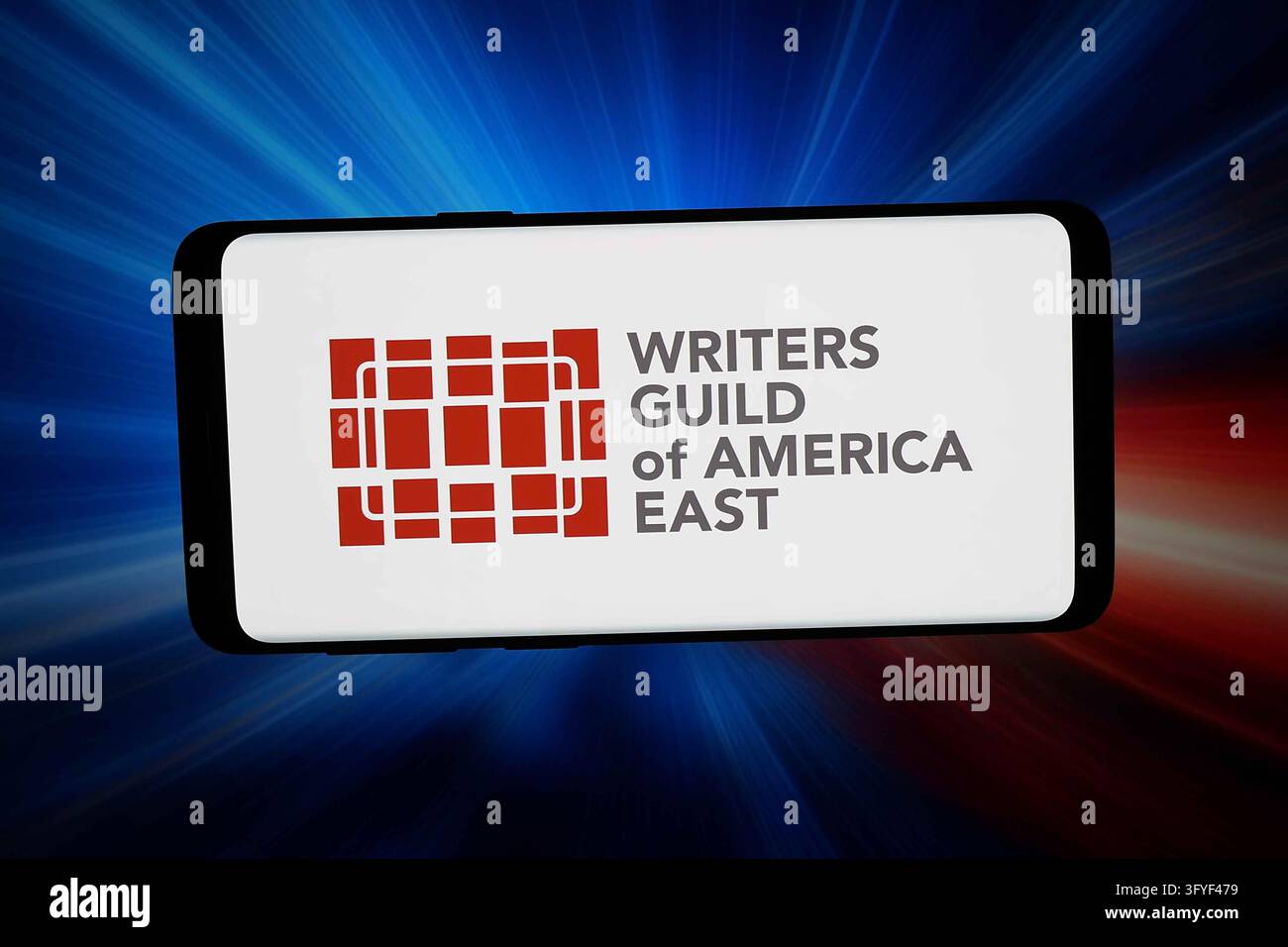 In this photo illustration, the logo of Writers Guild of America East ...