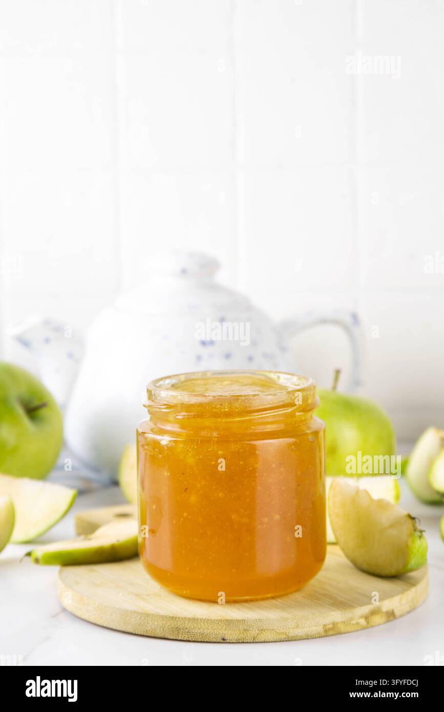 Tasty sweet and sour green apple jam, Golden apple marmalade preserves ...
