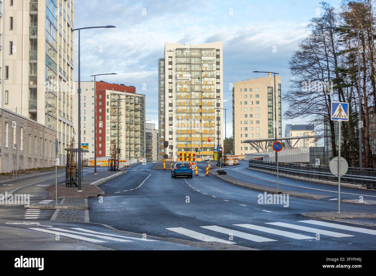 Infrastructure Project Scene Espoo, Finland - October, 24, 2026: Meritie road construction scene ...