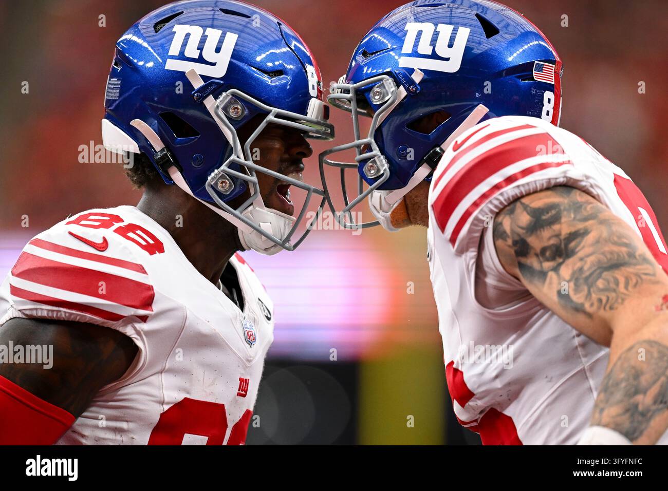 New York Giants wide receiver Malachi Fields (88) and New York Giants ...