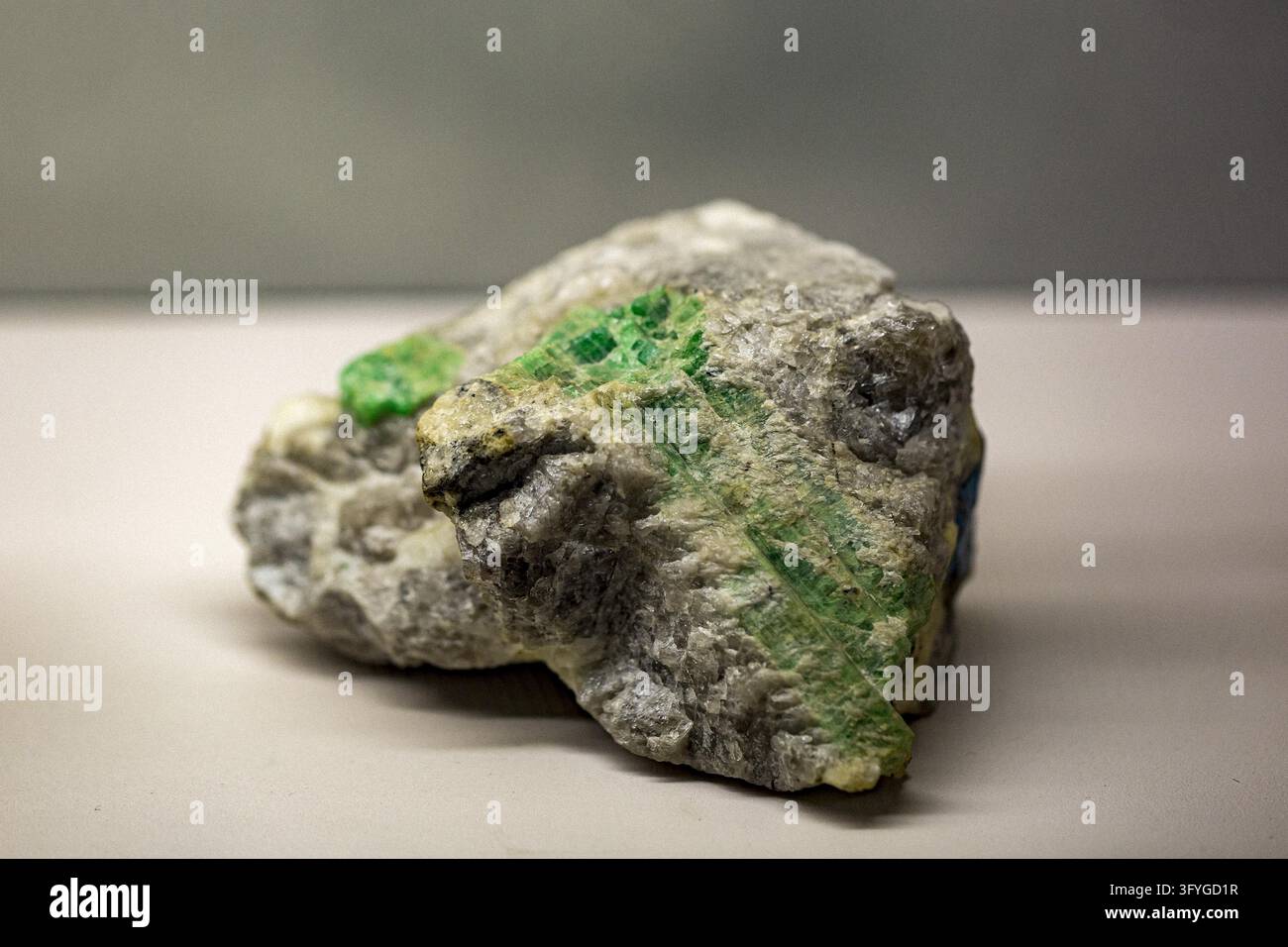 A beryl gemstone from Malipo, Wenshan, Yunnan province, is displayed at ...