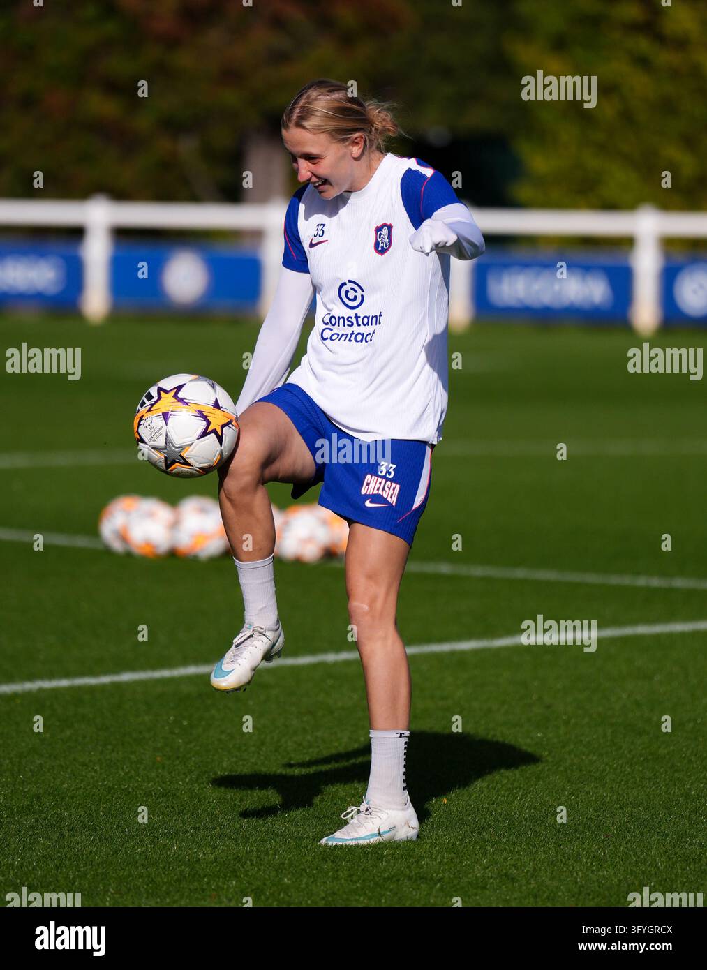 Chelsea's Aggie Beever-Jones during a training session at Cobham ...