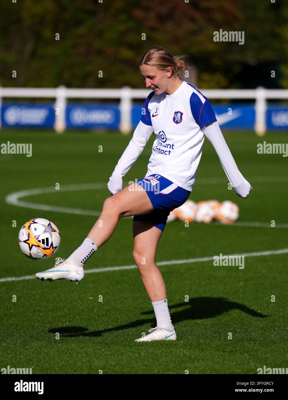 Chelsea's Aggie Beever-Jones during a training session at Cobham ...
