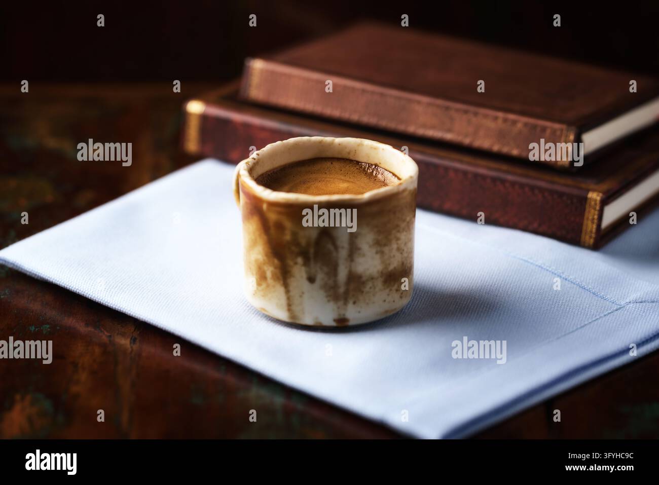Cup of coffee on rustic wooden background. Soft focus. Copy space Stock ...