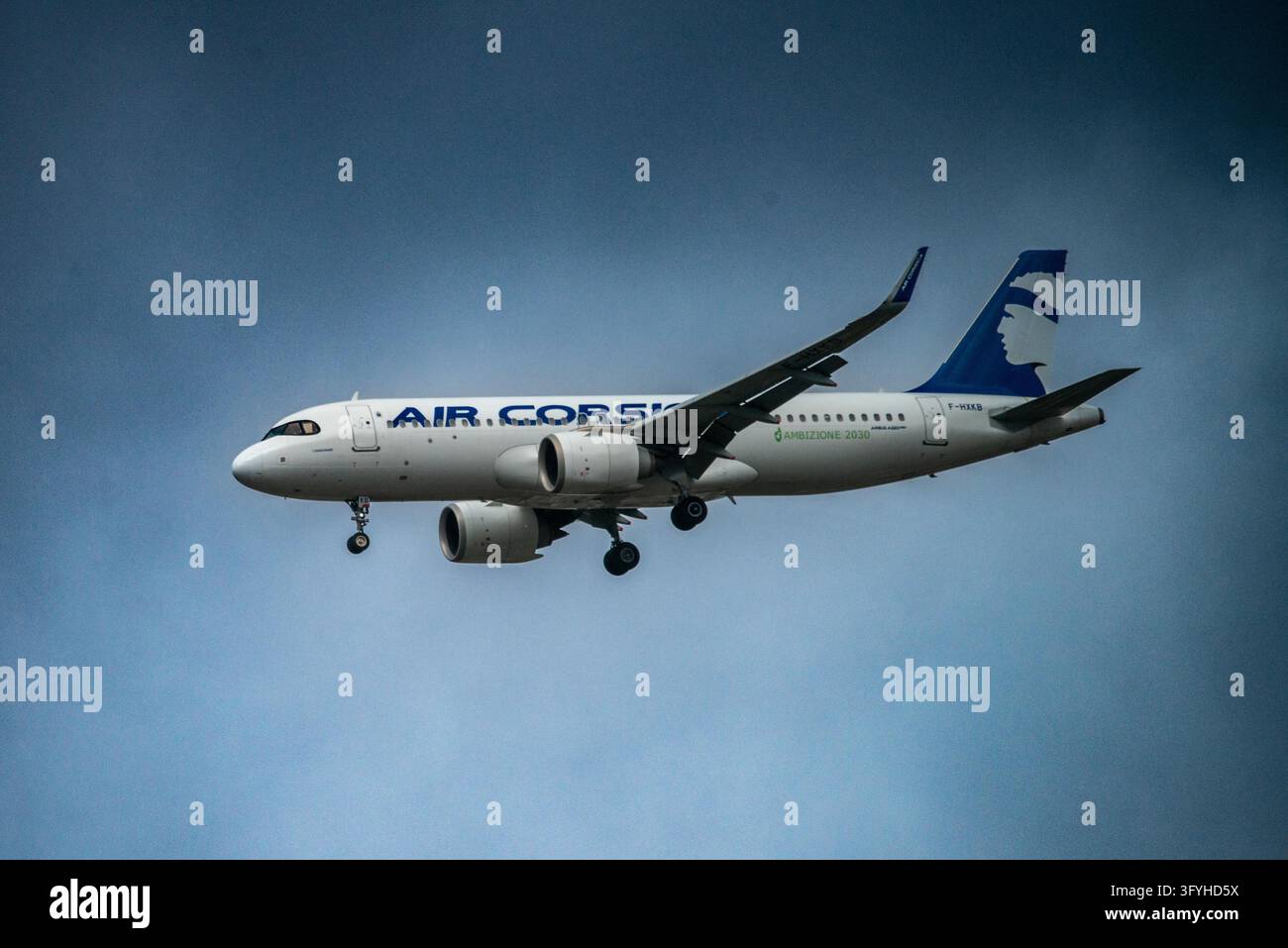 Illustration - Airbus A320 of the company Air Corsica above Orly in the ...