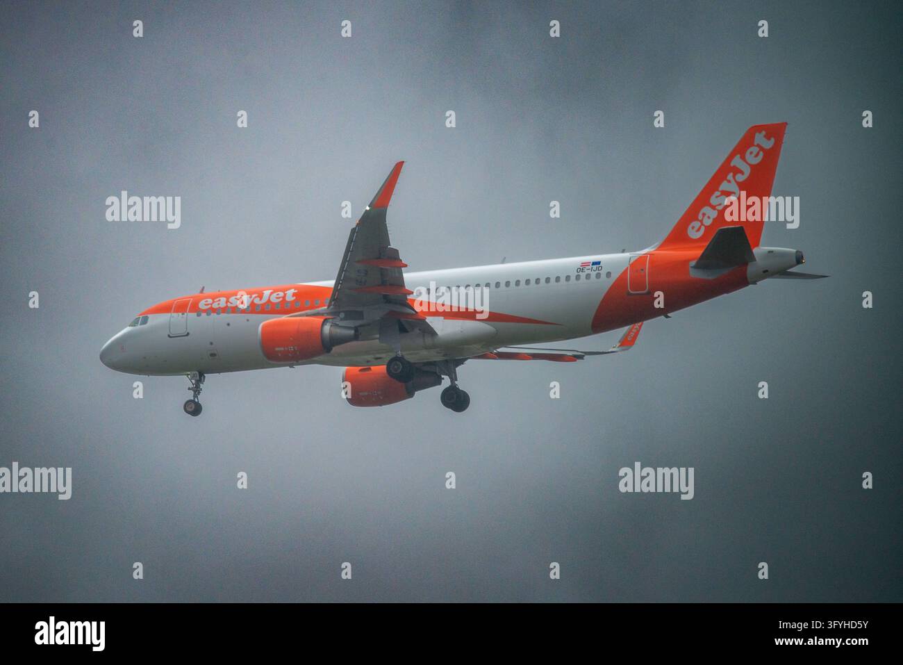 Illustration - Airbus A320 of the company Easy Jet above Orly in the ...