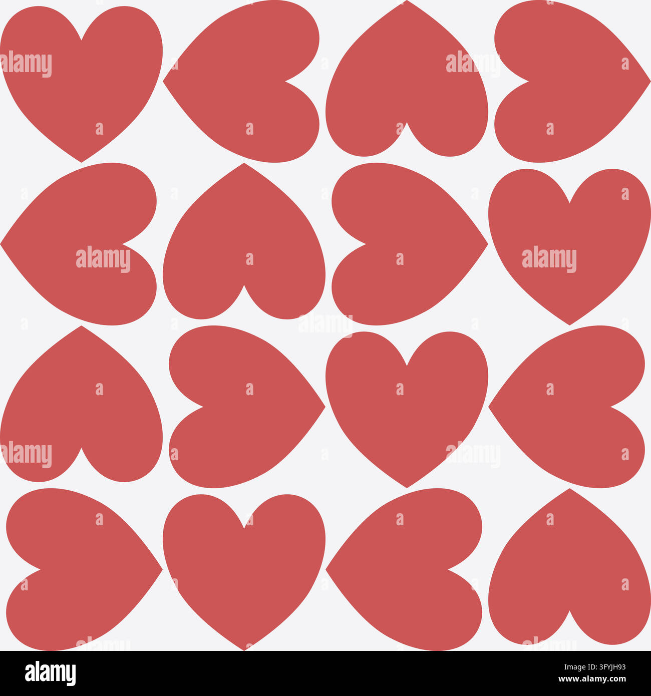 Repeating pattern. Neutral white background, pastel red hearts Stock ...