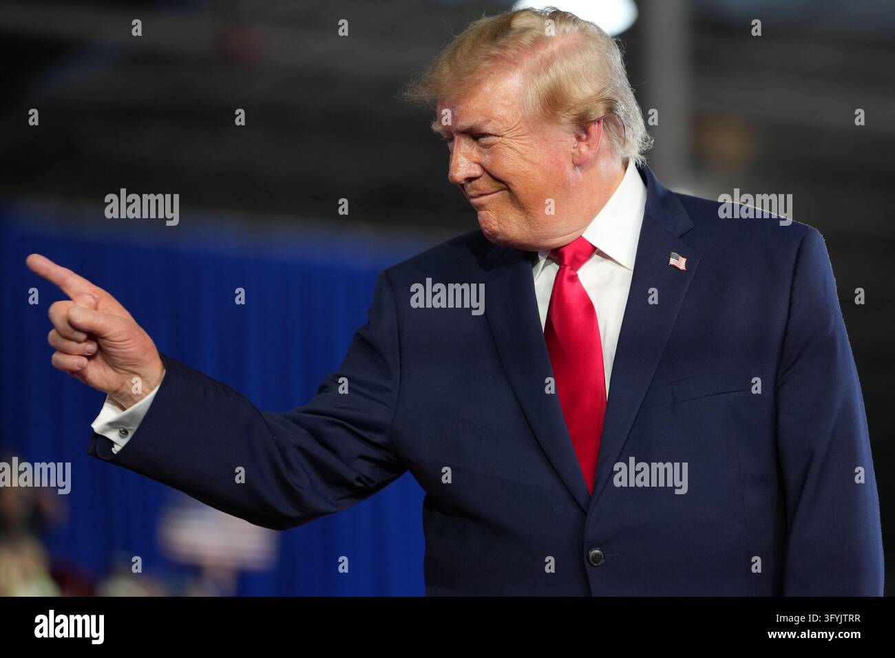 President Donald Trump arrives at a campaign rally at the Port of ...