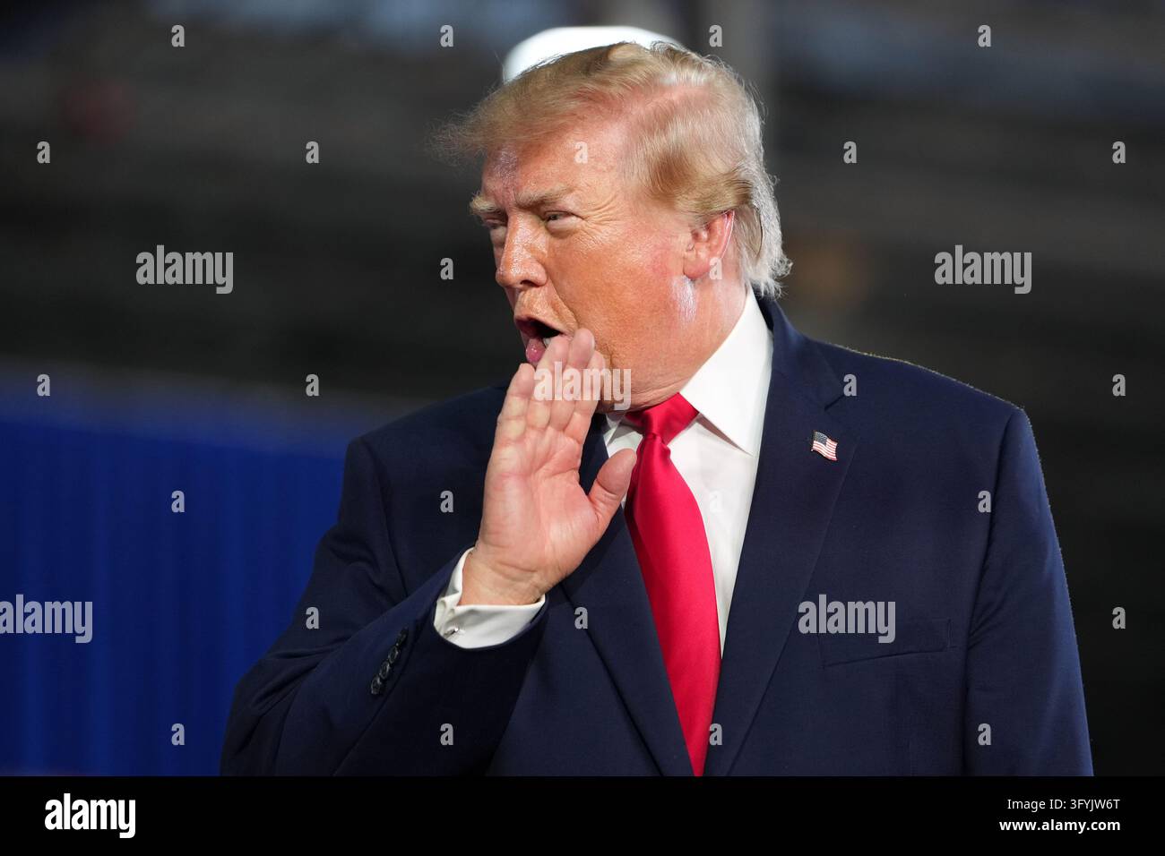President Donald Trump arrives at a campaign rally at the Port of ...