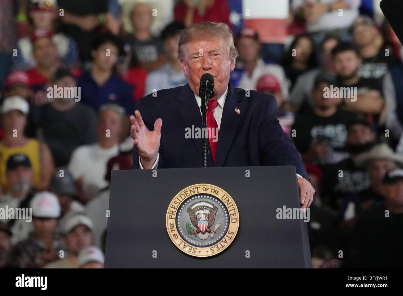 President Donald Trump speaks during a campaign rally, Tuesday, Oct. 27 ...