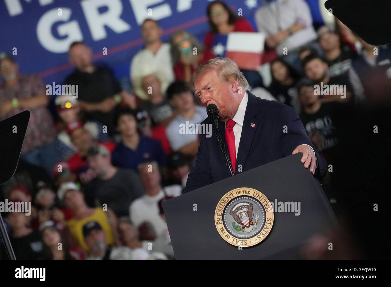 President Donald Trump speaks during a campaign rally, Tuesday, Oct. 27 ...