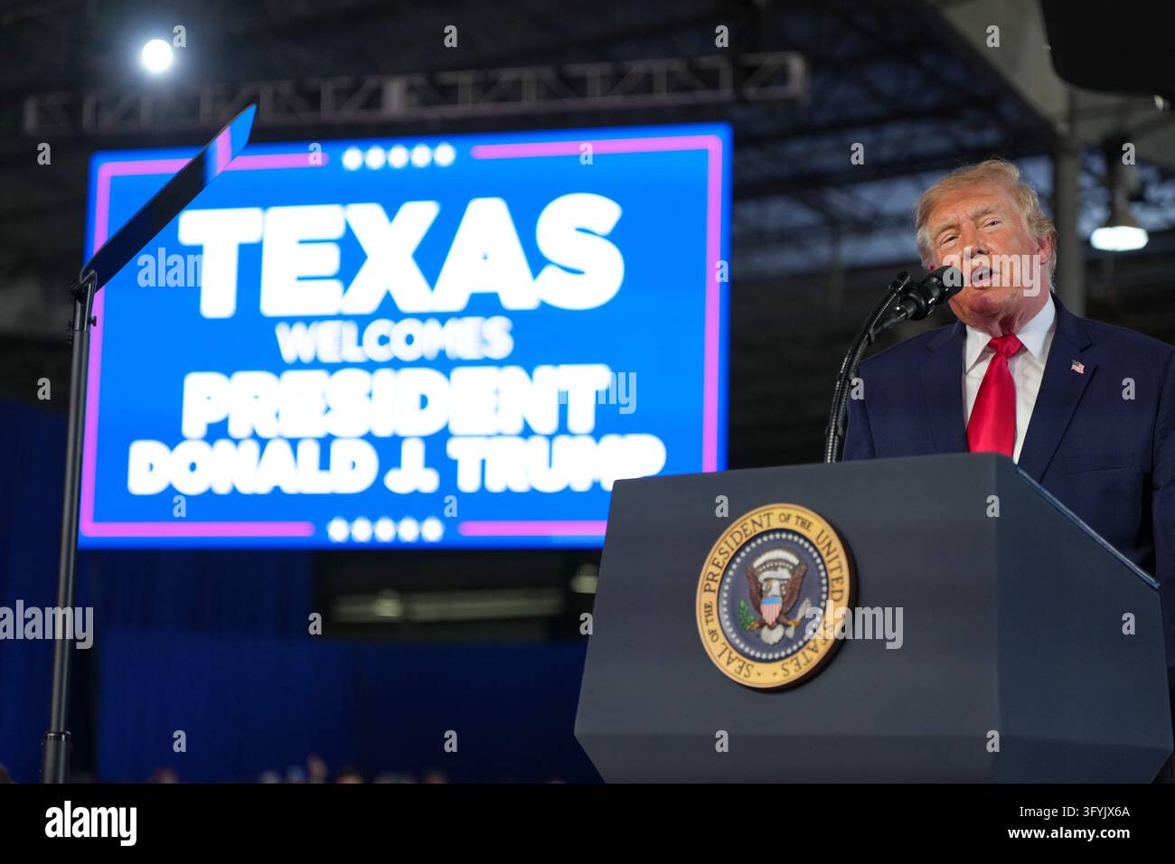 President Donald Trump speaks at a campaign rally at the Port of Corpus ...