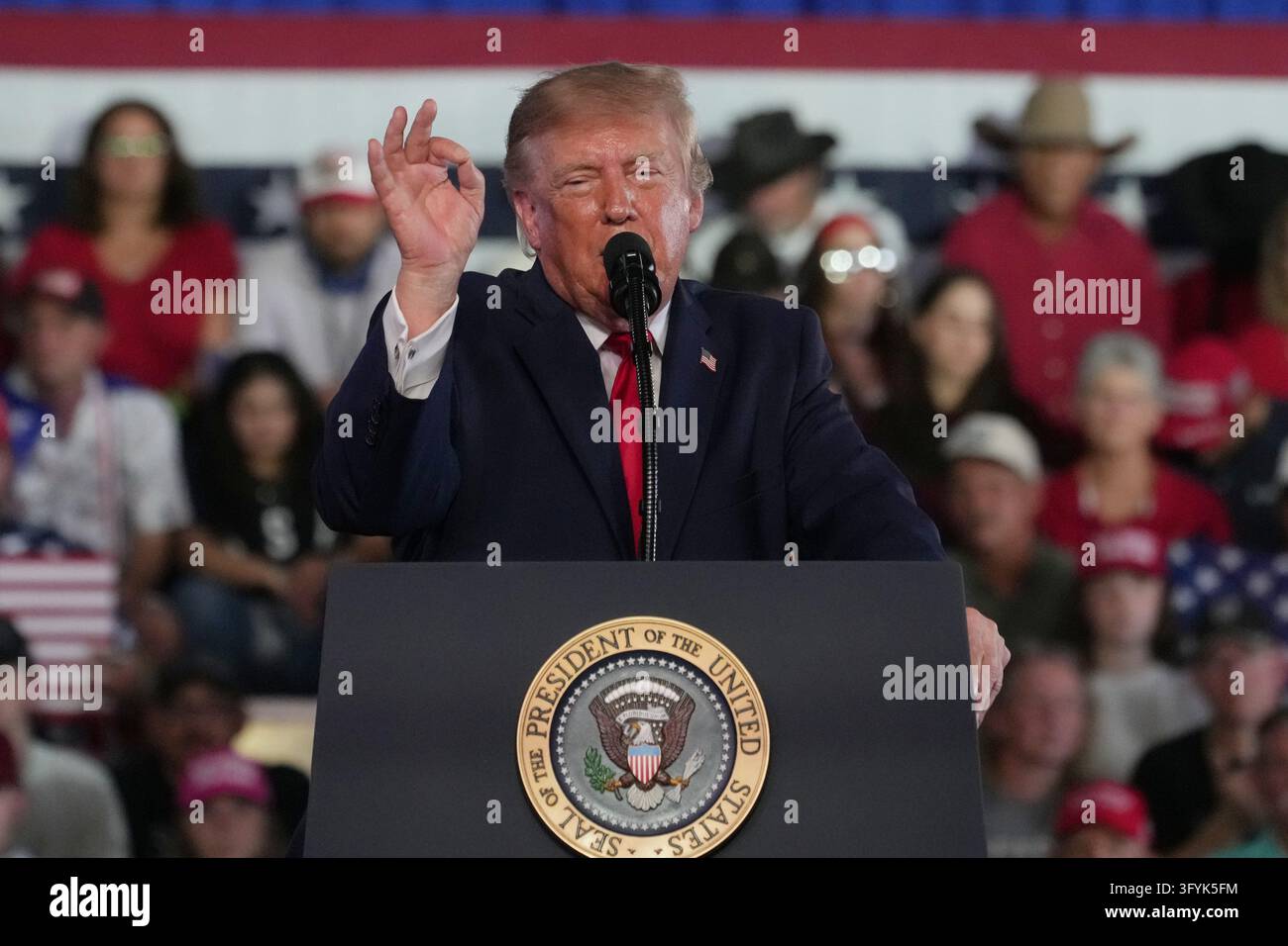 President Donald Trump speaks during a campaign rally, Tuesday, Oct. 27 ...