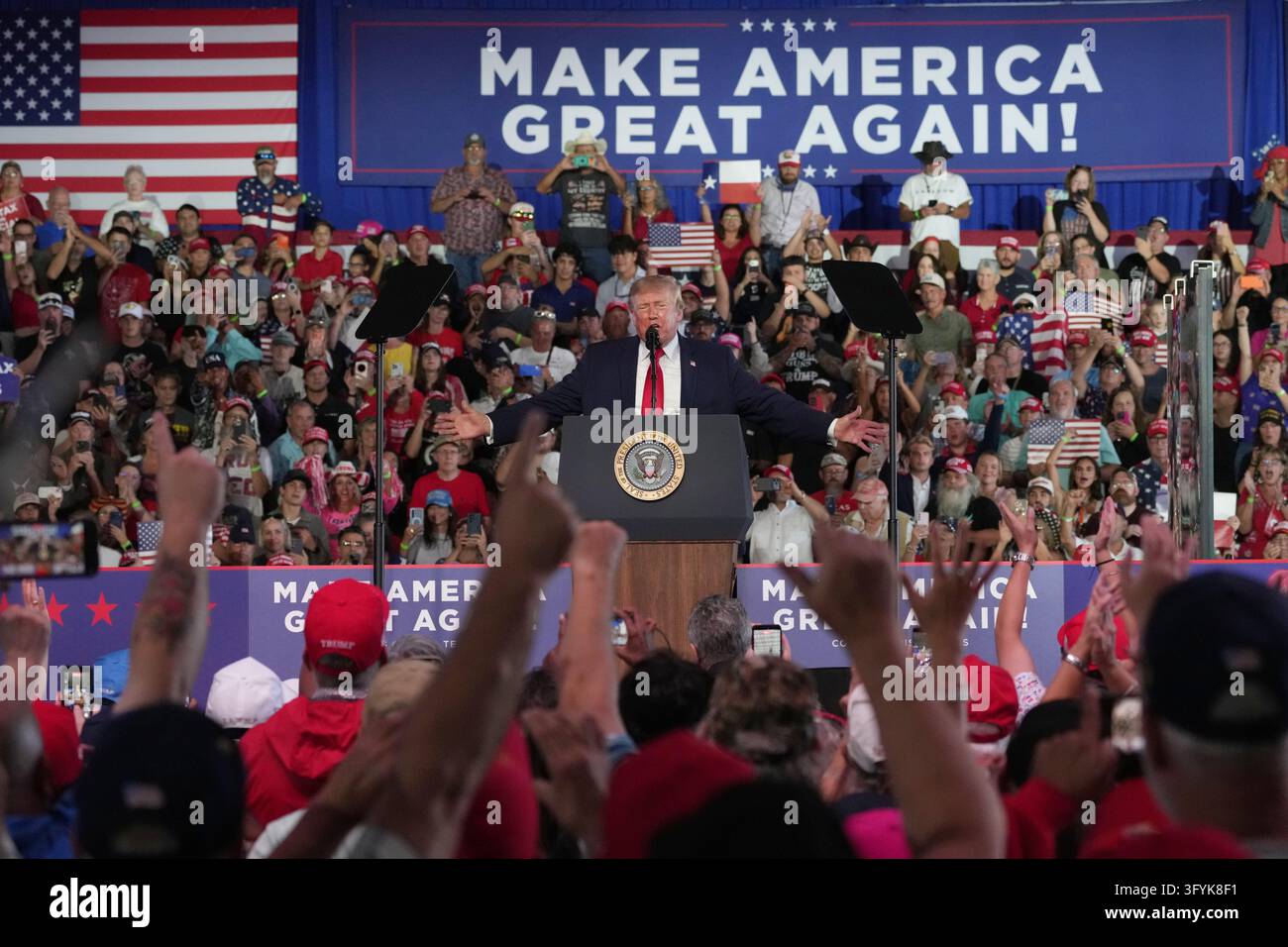 President Donald Trump speaks during a campaign rally, Tuesday, Oct. 27 ...