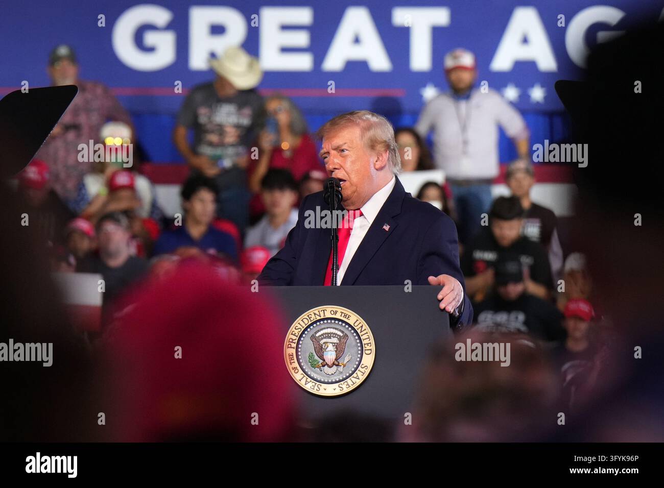 President Donald Trump speaks during a campaign rally, Tuesday, Oct. 27 ...