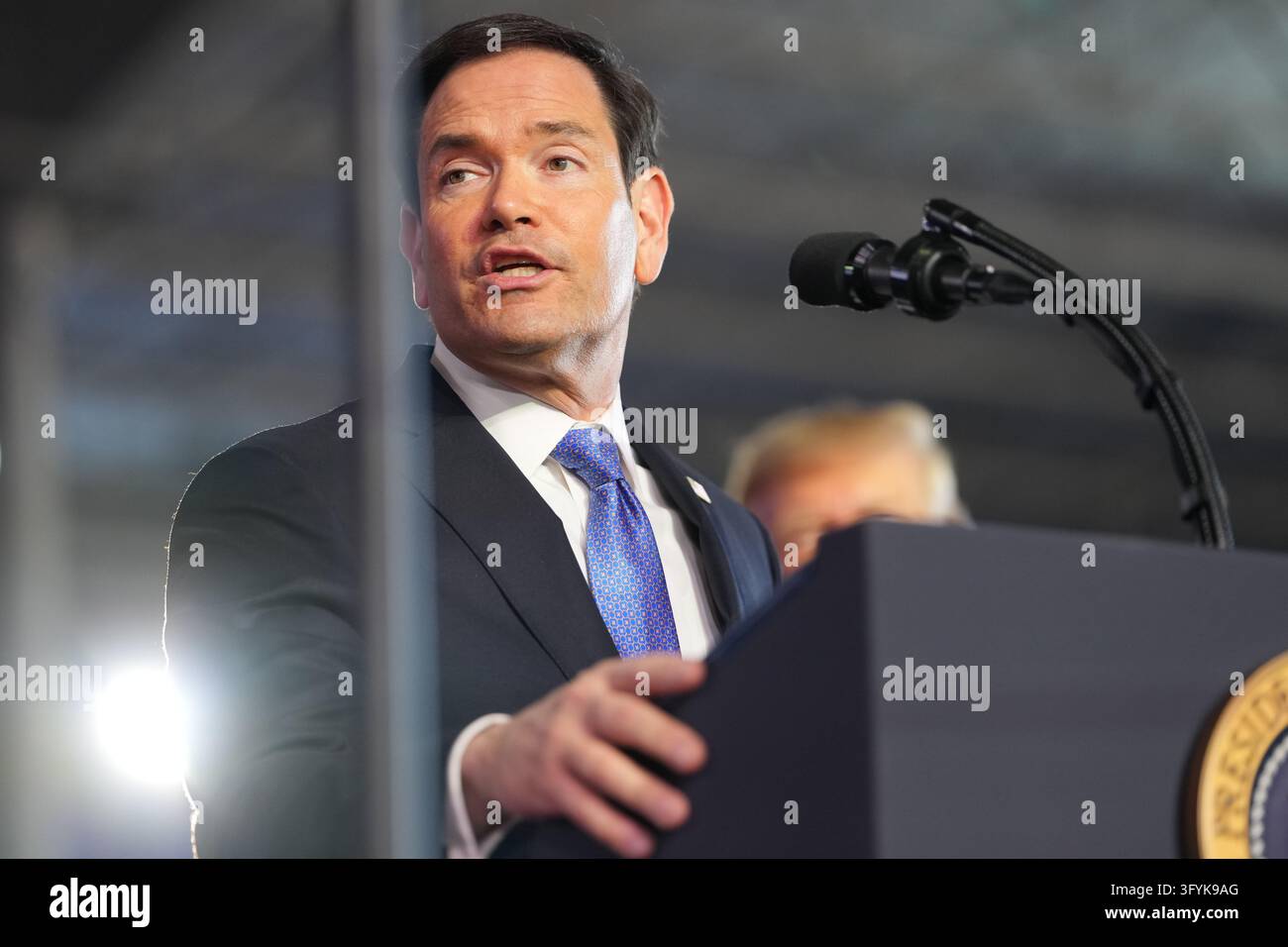 Secretary of State Marco Rubio speaks at a campaign rally with ...