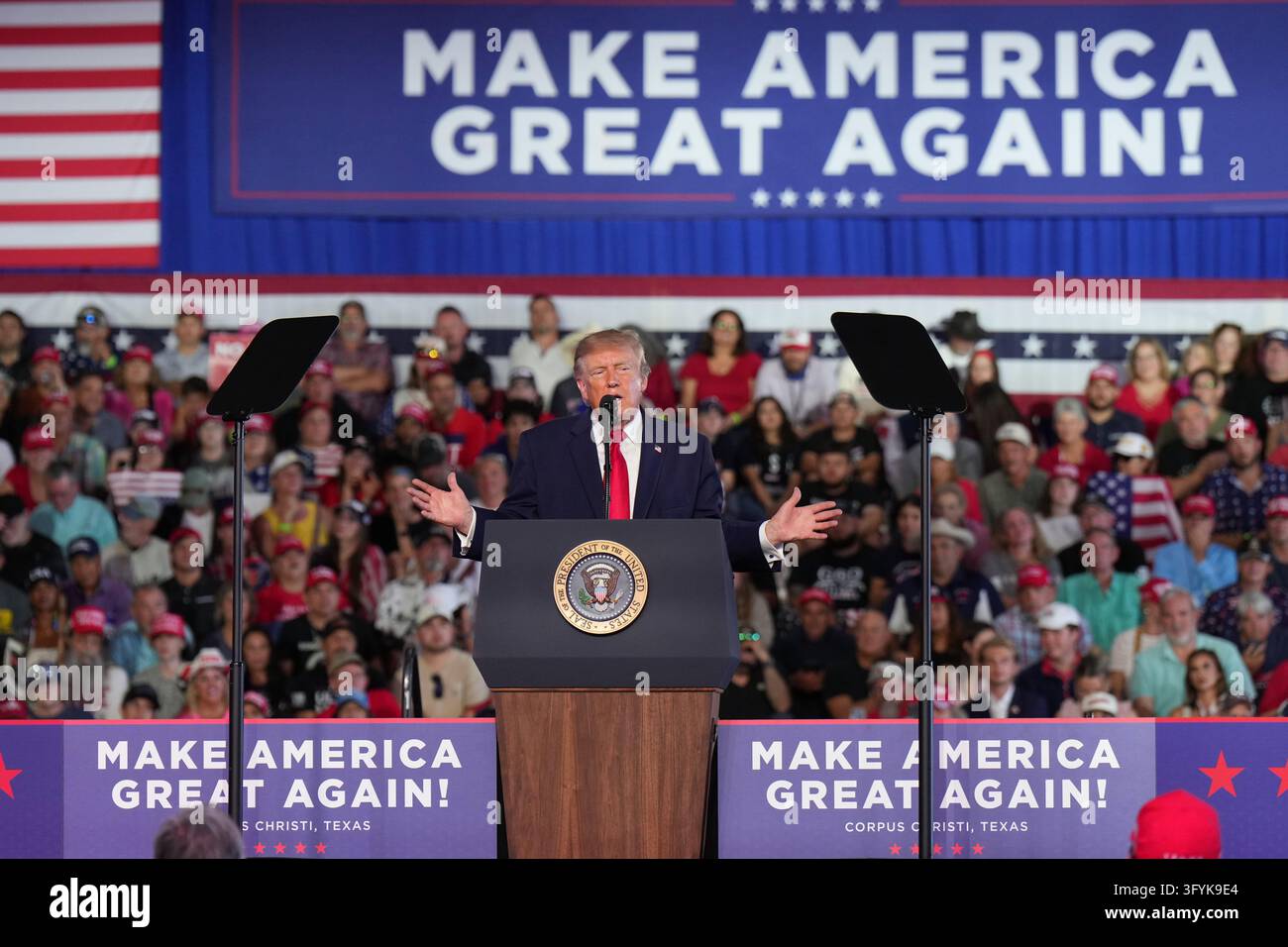 President Donald Trump speaks during a campaign rally, Tuesday, Oct. 27 ...