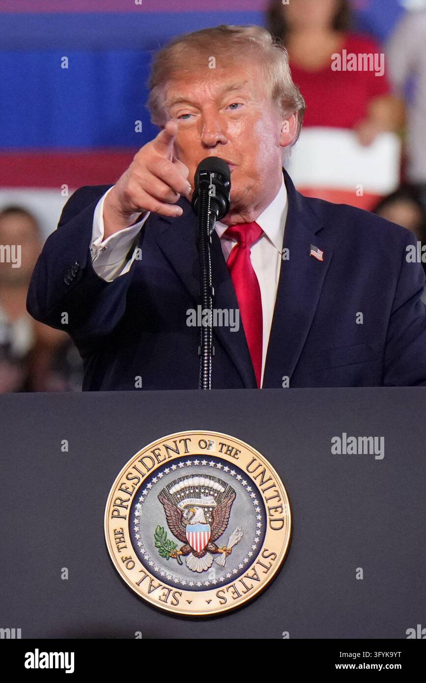 President Donald Trump speaks during a campaign rally, Tuesday, Oct. 27 ...