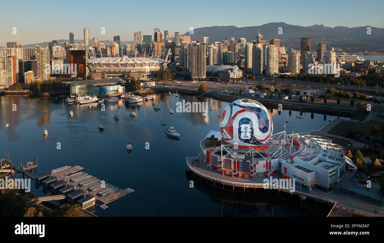Aerial photograph of Vancouver's iconic Science World transformed into ...