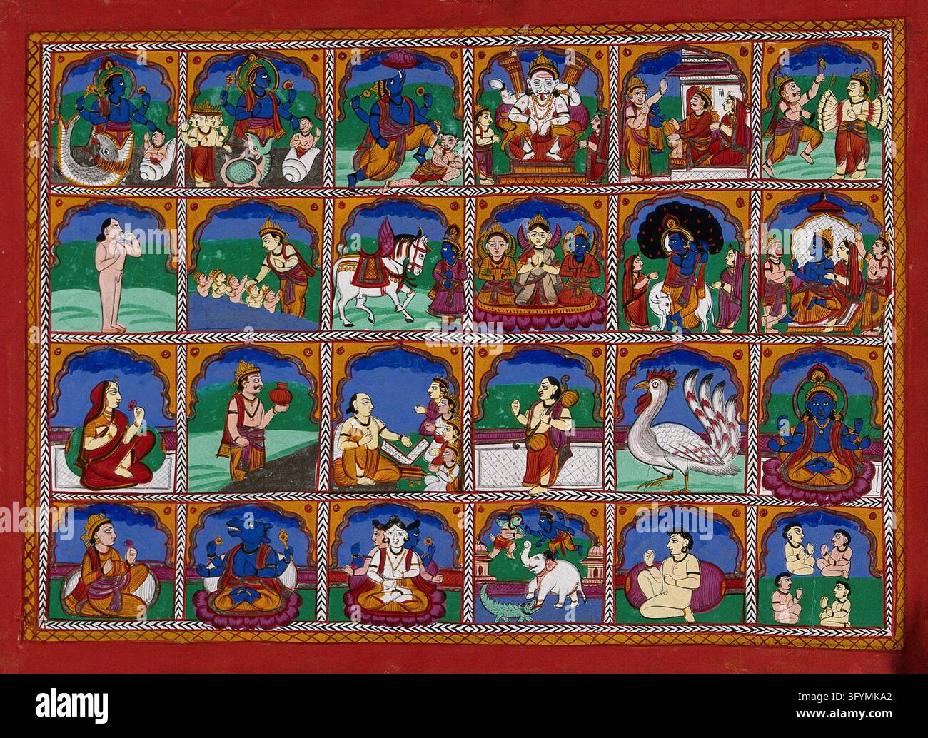 The incarnations of Vishnu. Gouache drawing Stock Photo - Alamy