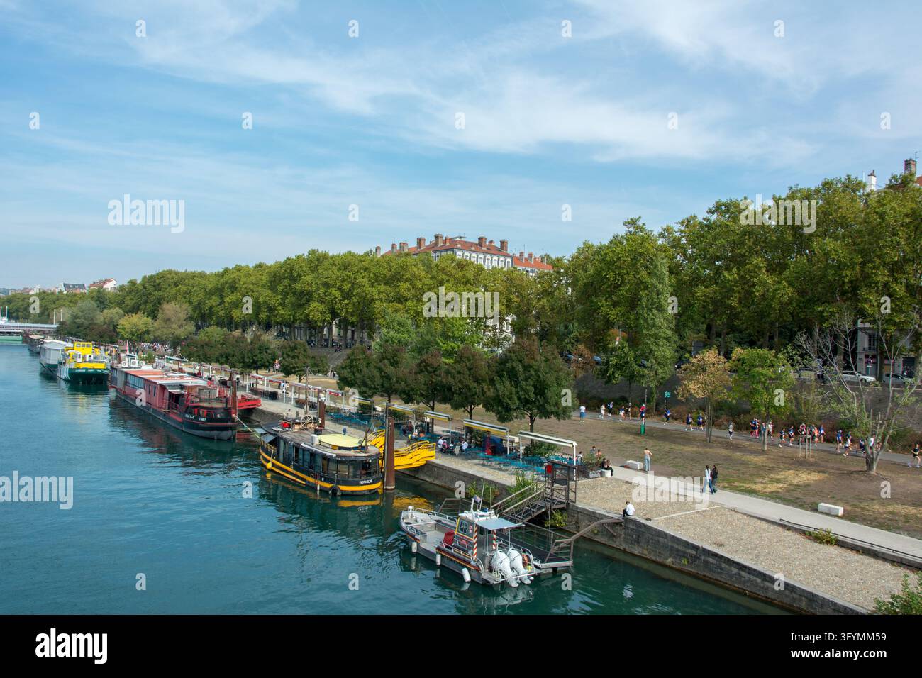 Pool Wiver Lyon,France-October 3,2026:Barges,which opens like restaurants,pubs at ...