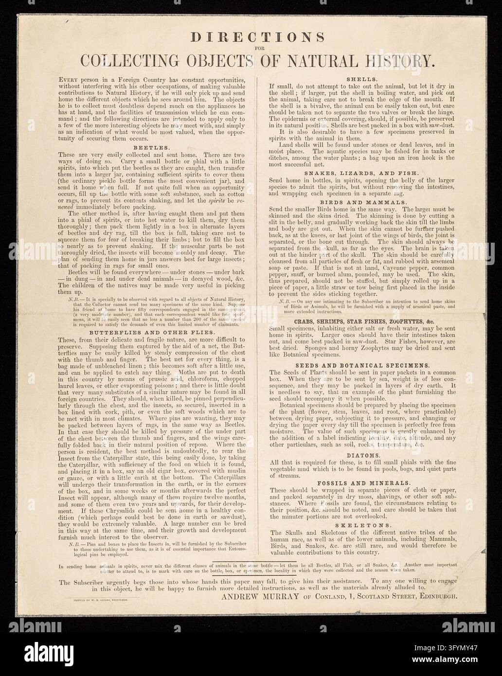 Directions for collecting objects of natural history / Andrew Murray ...