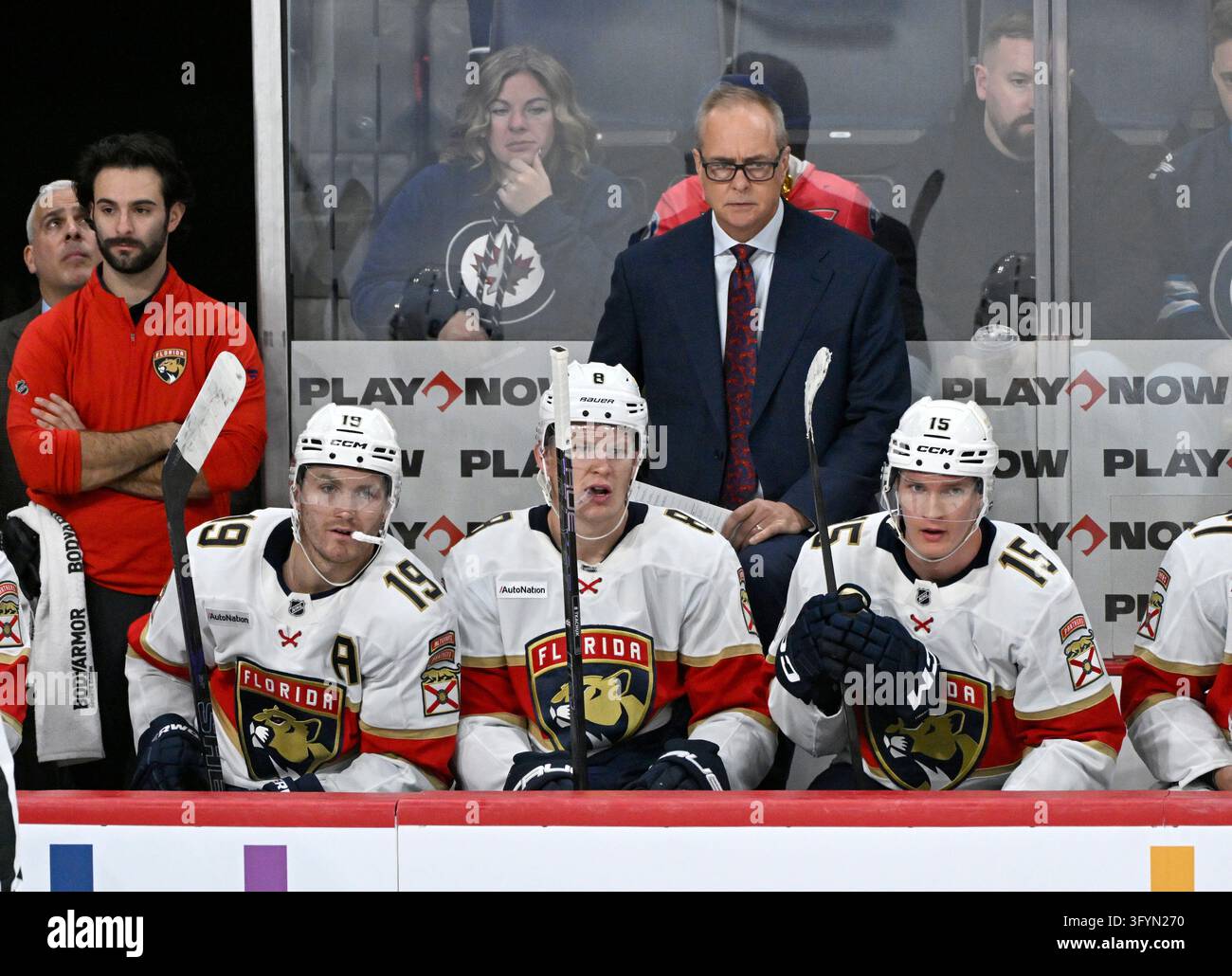 Florida Panthers' Matthew Tkachuk (19), Brady Tkachuk (8), Anton ...