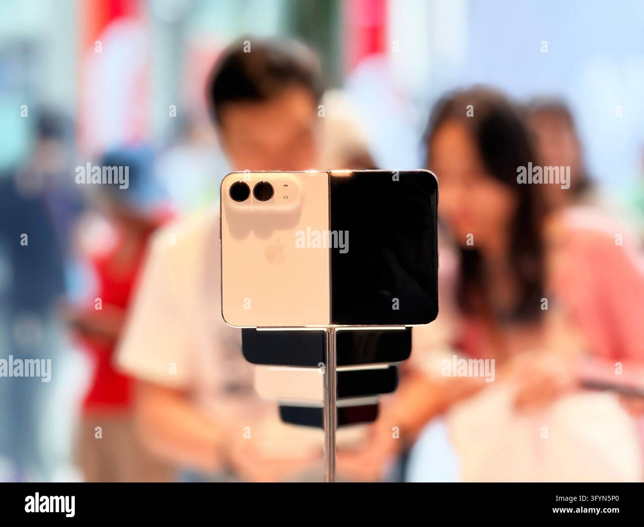 BANGKOK, THAILAND - OCT23, 2026: The back view of a white Apple iPhone ...
