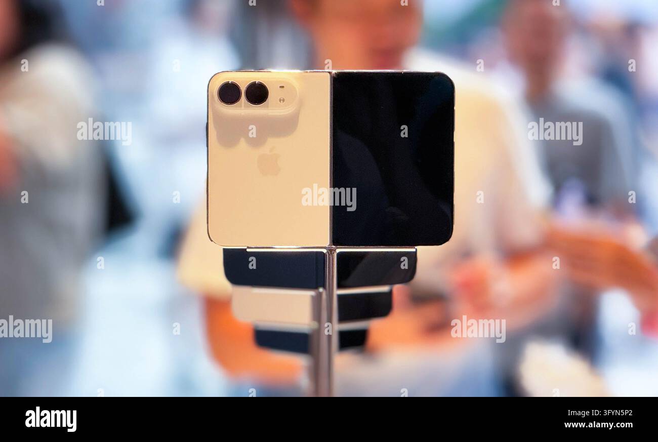 BANGKOK, THAILAND - OCT23, 2026: The back view of a white Apple iPhone ...