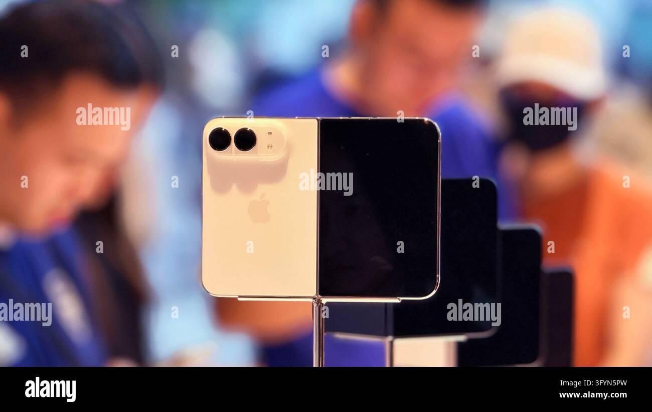 BANGKOK, THAILAND - OCT23, 2026: The back view of a white Apple iPhone ...